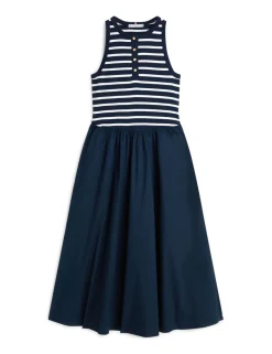 Pure Cotton Striped Midi Skater Dress