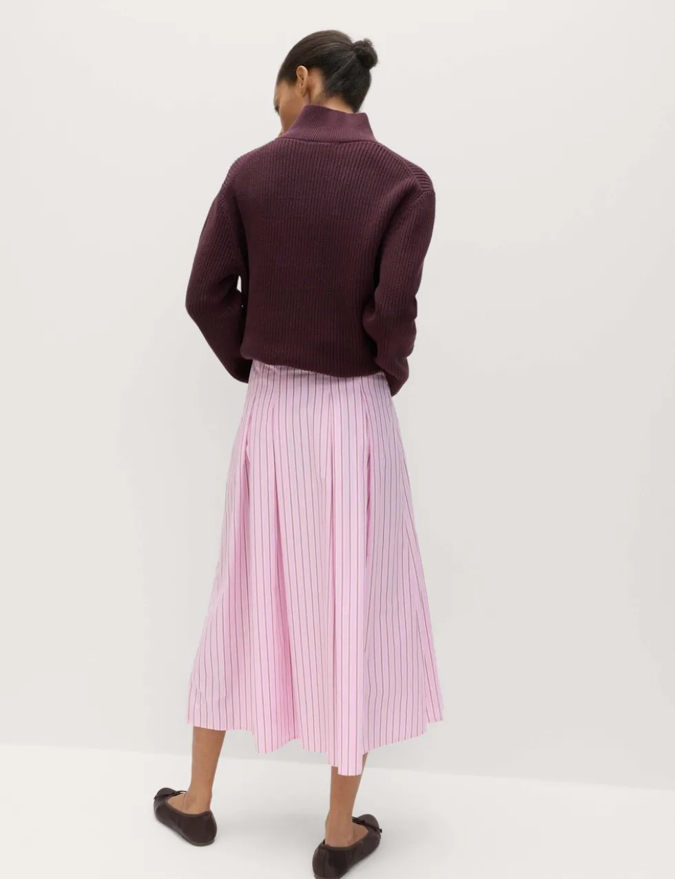 Pure Cotton Striped Midi Circle Skirt