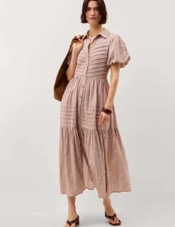 Pure Cotton Striped Midi Shirt Dress