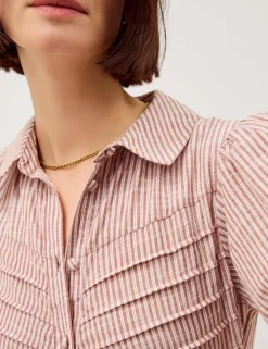 Pure Cotton Striped Midi Shirt Dress