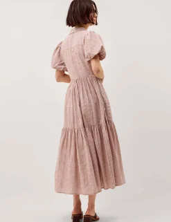 Pure Cotton Striped Midi Shirt Dress