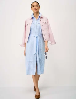 Pure Cotton Striped Midi Shirt Dress