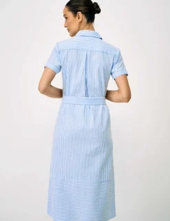Pure Cotton Striped Midi Shirt Dress