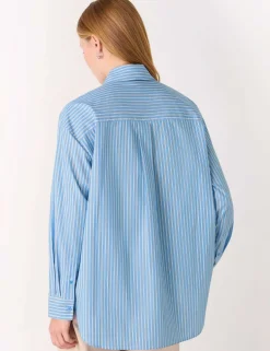 Pure Cotton Striped Oversized Shirt