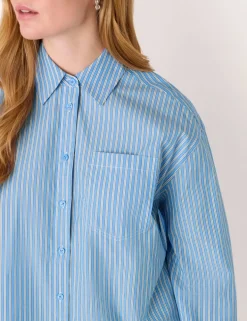 Pure Cotton Striped Oversized Shirt