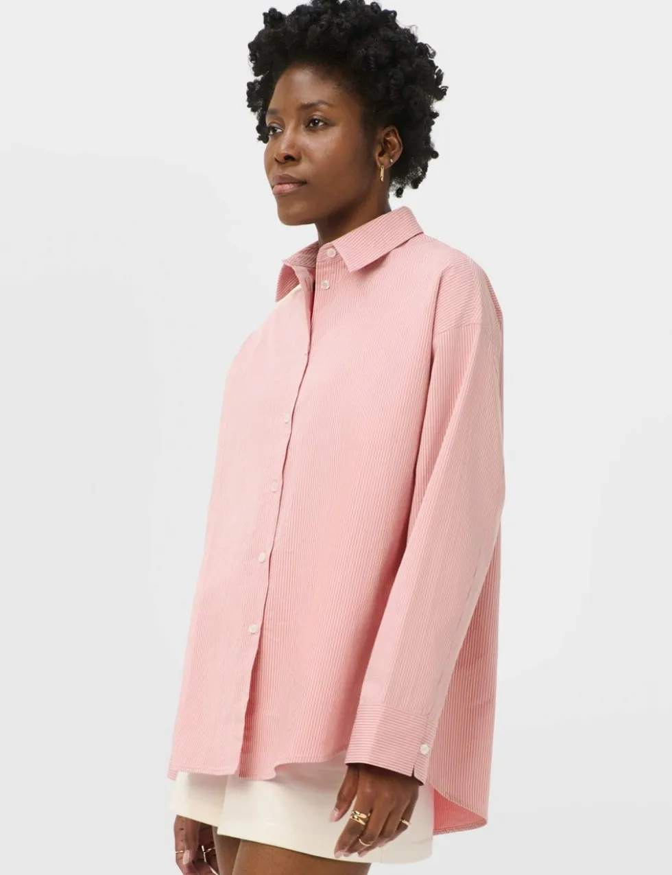 Pure Cotton Striped Oversized Shirt