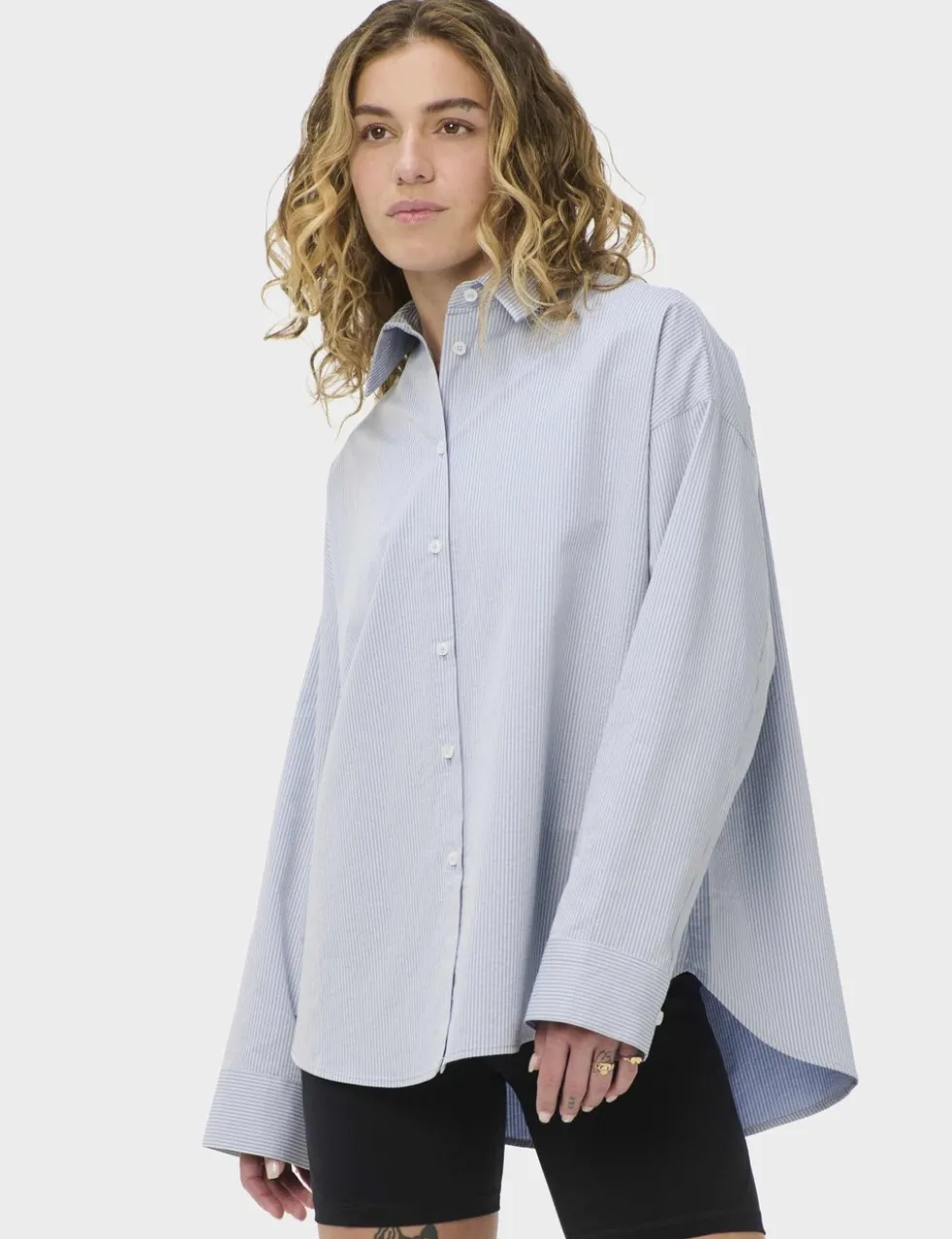 Pure Cotton Striped Oversized Shirt