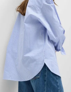Pure Cotton Striped Oversized Shirt