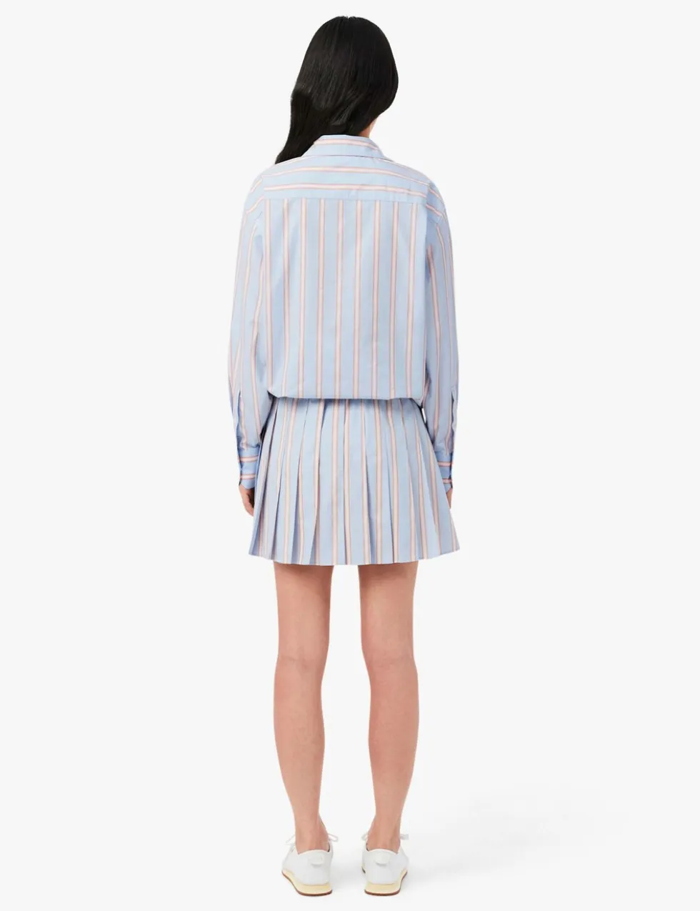 Pure Cotton Striped Pleated Mini Skirt