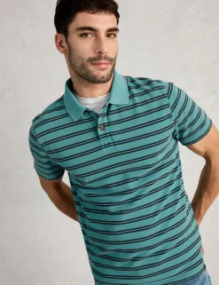 Pure Cotton Striped Polo Shirt