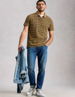 Pure Cotton Striped Polo Shirt