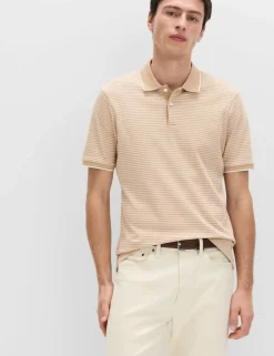 Pure Cotton Striped Polo Shirt