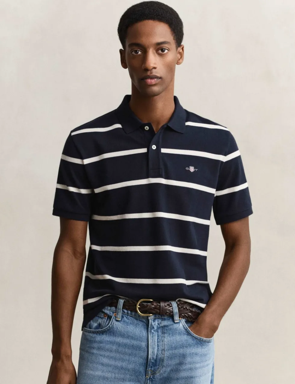 Pure Cotton Striped Polo Shirt