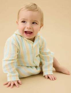 Pure Cotton Striped Pyjamas (0-8 Yrs)