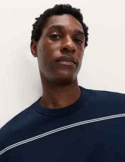 Pure Cotton Striped Relaxed Crew Neck T-Shirt