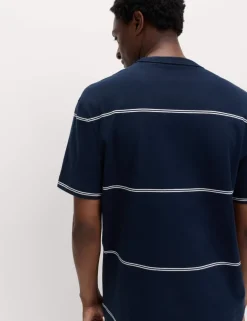 Pure Cotton Striped Relaxed Crew Neck T-Shirt