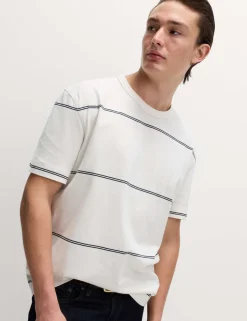 Pure Cotton Striped Relaxed Crew Neck T-Shirt