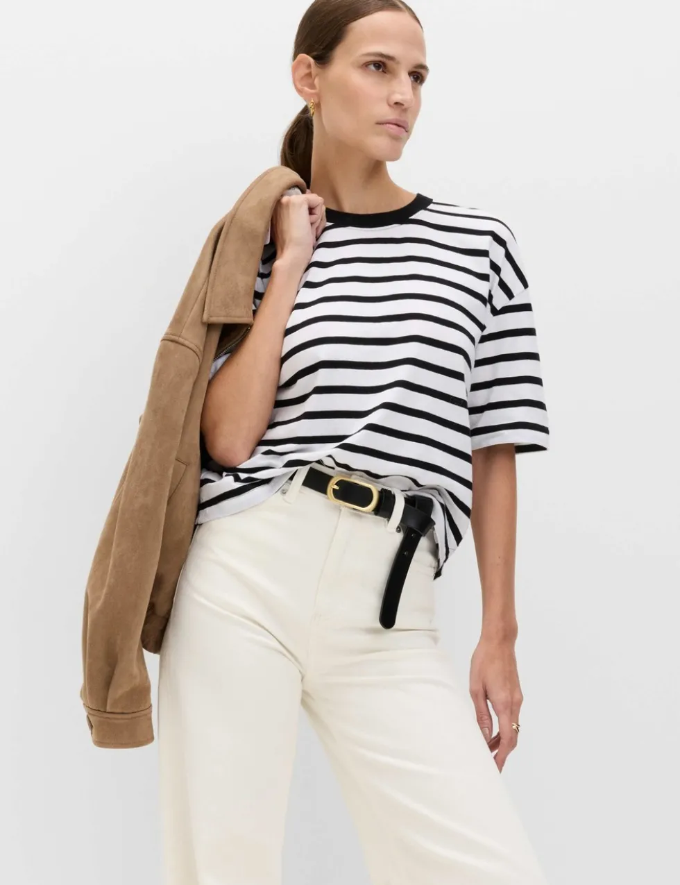 Pure Cotton Striped Relaxed Boxy T-Shirt