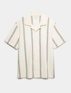 Pure Cotton Striped Revere Polo Shirt