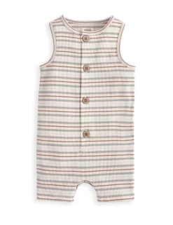 Pure Cotton Striped Ribbed Romper (0-12 Months)