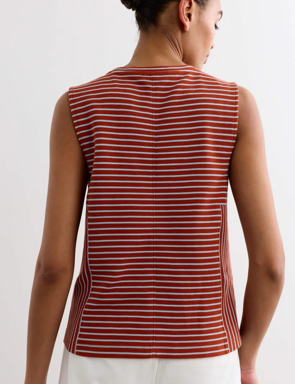 Pure Cotton Striped Ribbed Vest Top