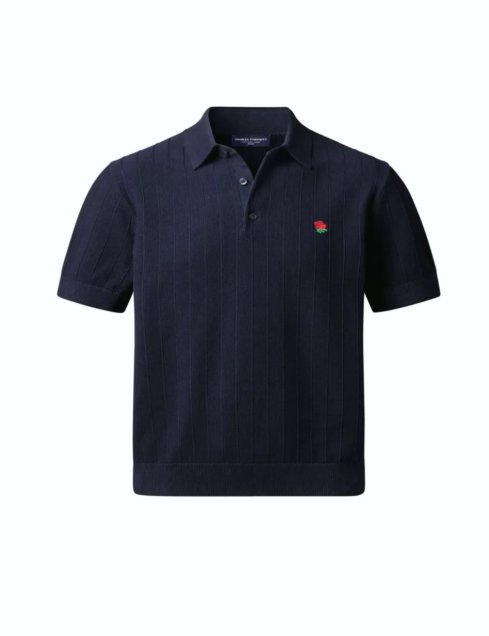 Pure Cotton Striped Rose Knitted Polo Shirt