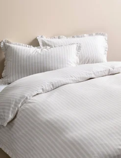Pure Cotton Striped Ruffle Bedding Set