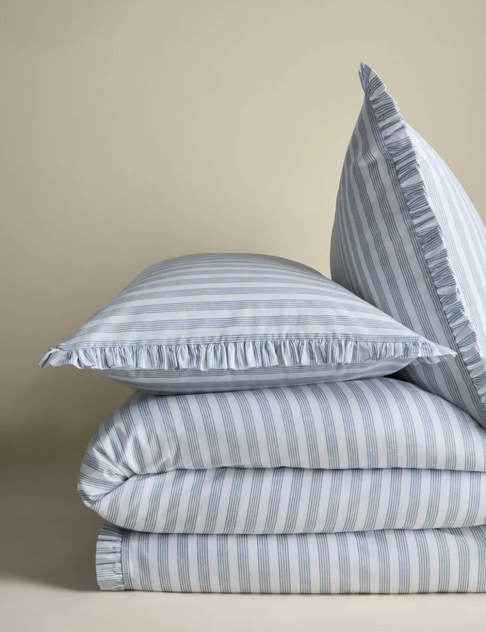 Pure Cotton Striped Ruffle Bedding Set