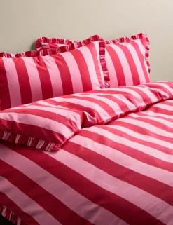 Pure Cotton Striped Ruffle Bedding Set