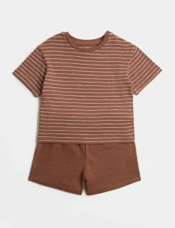 Pure Cotton Striped Shirt & Navy Shorts (0-5 Yrs)