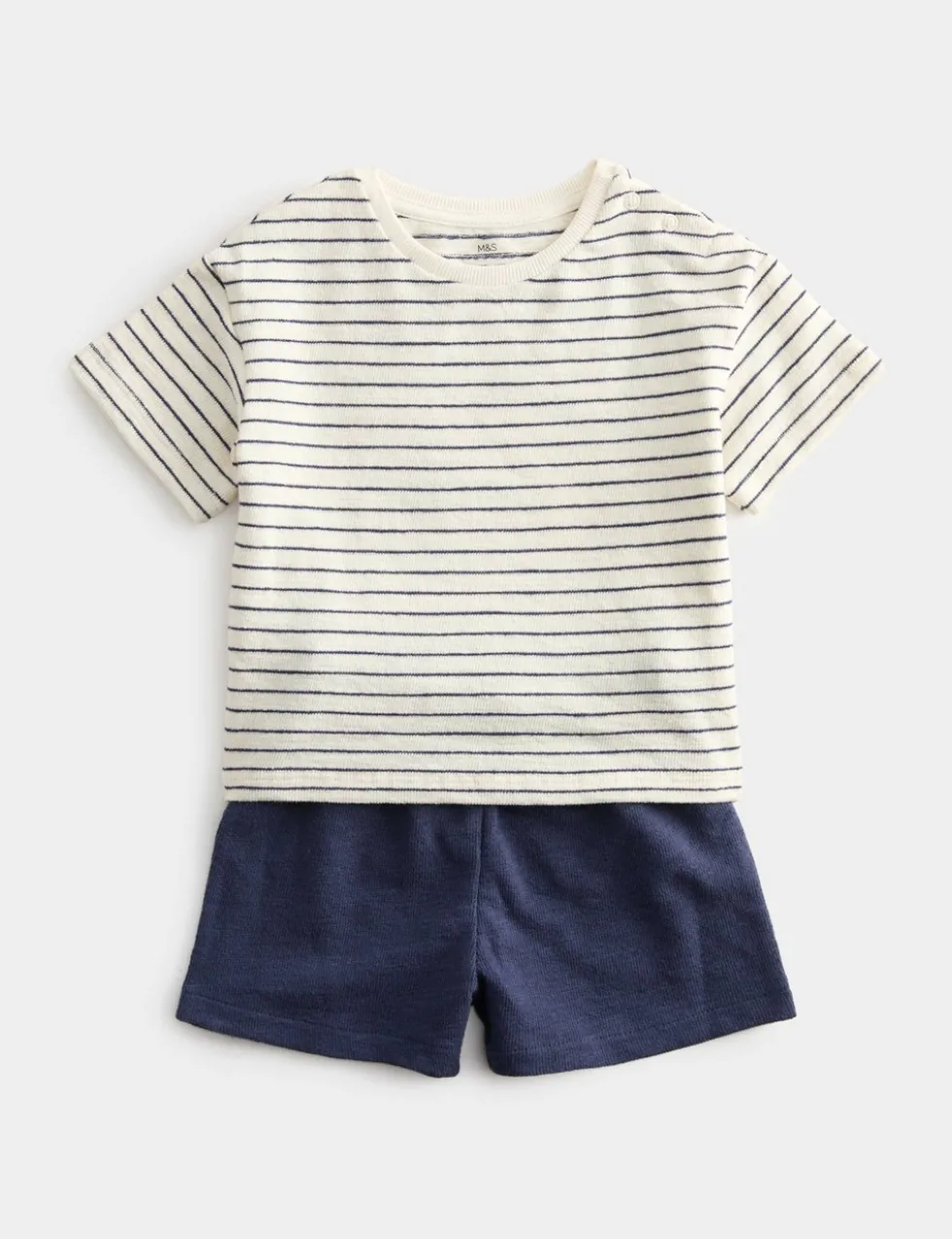 Pure Cotton Striped Shirt & Navy Shorts (0-5 Yrs)