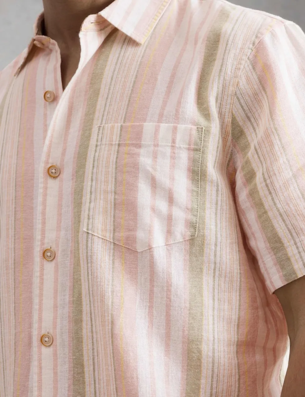 Pure Cotton Striped Short Sleeve Shirt