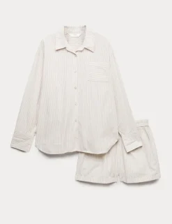Pure Cotton Striped Shortie Set