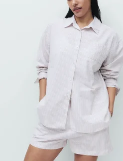 Pure Cotton Striped Shortie Set