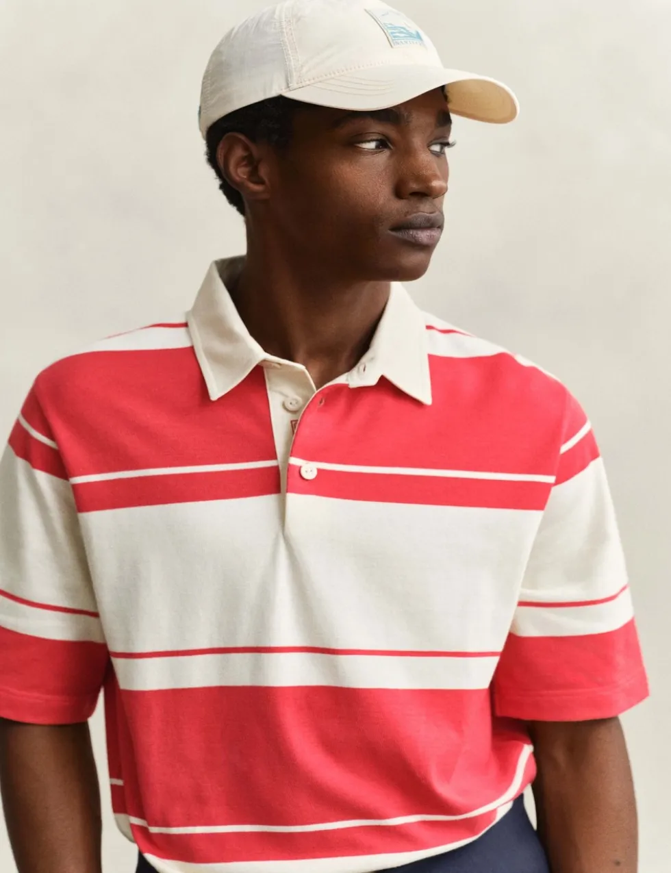 Pure Cotton Striped Short Sleeve Rugby Shirt