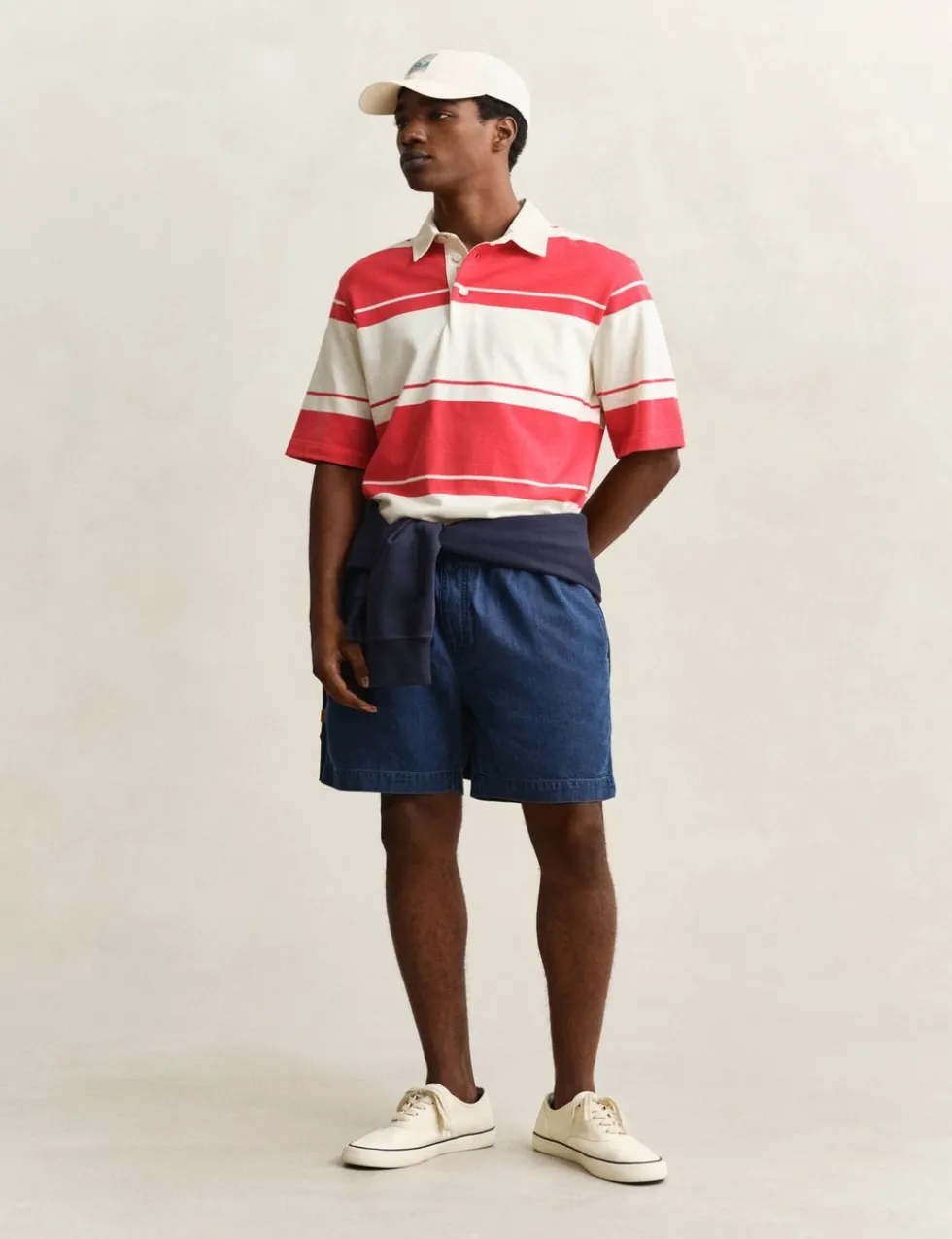 Pure Cotton Striped Short Sleeve Rugby Shirt