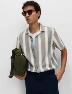 Pure Cotton Striped Short Sleeve Shirt