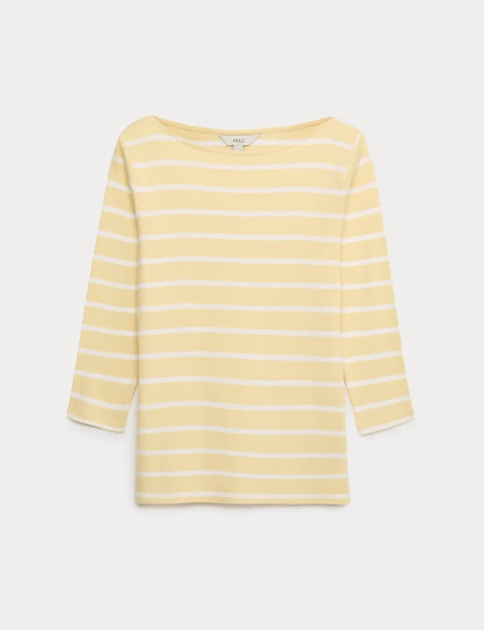 Pure Cotton Striped Slash Neck Slim Fit Top