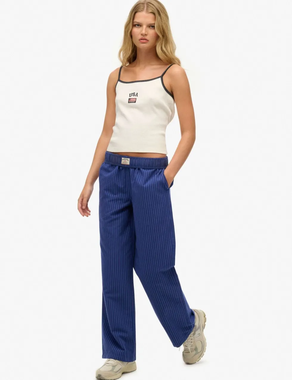 Pure Cotton Striped Straight Leg Trousers