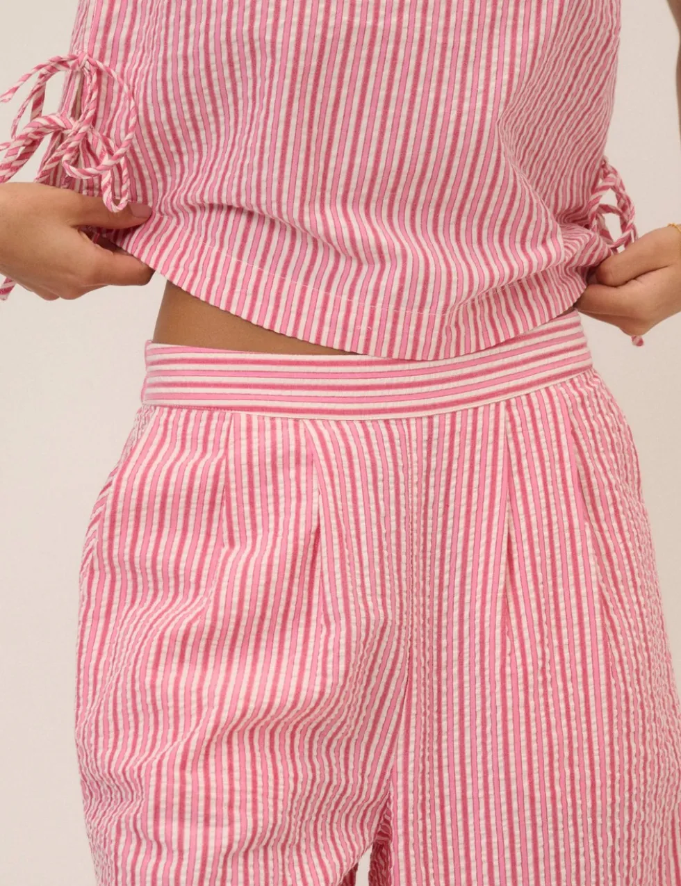 Pure Cotton Striped Straight Leg Trousers