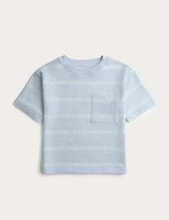 Pure Cotton Striped Textured T-Shirt (2-8 Yrs)