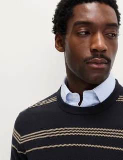 Pure Cotton Striped Textured Jumper