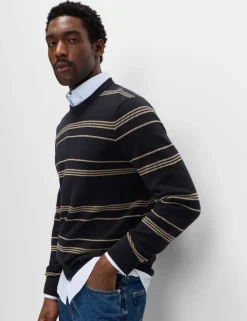 Pure Cotton Striped Textured Jumper