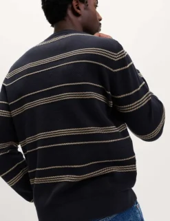 Pure Cotton Striped Textured Jumper