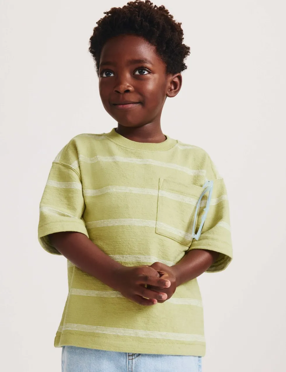 Pure Cotton Striped Textured T-Shirt (2-8 Yrs)