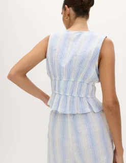 Pure Cotton Striped Tie Front Beach Top