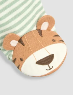 Pure Cotton Striped Tiger Sleepsuit (0-12 Mths)