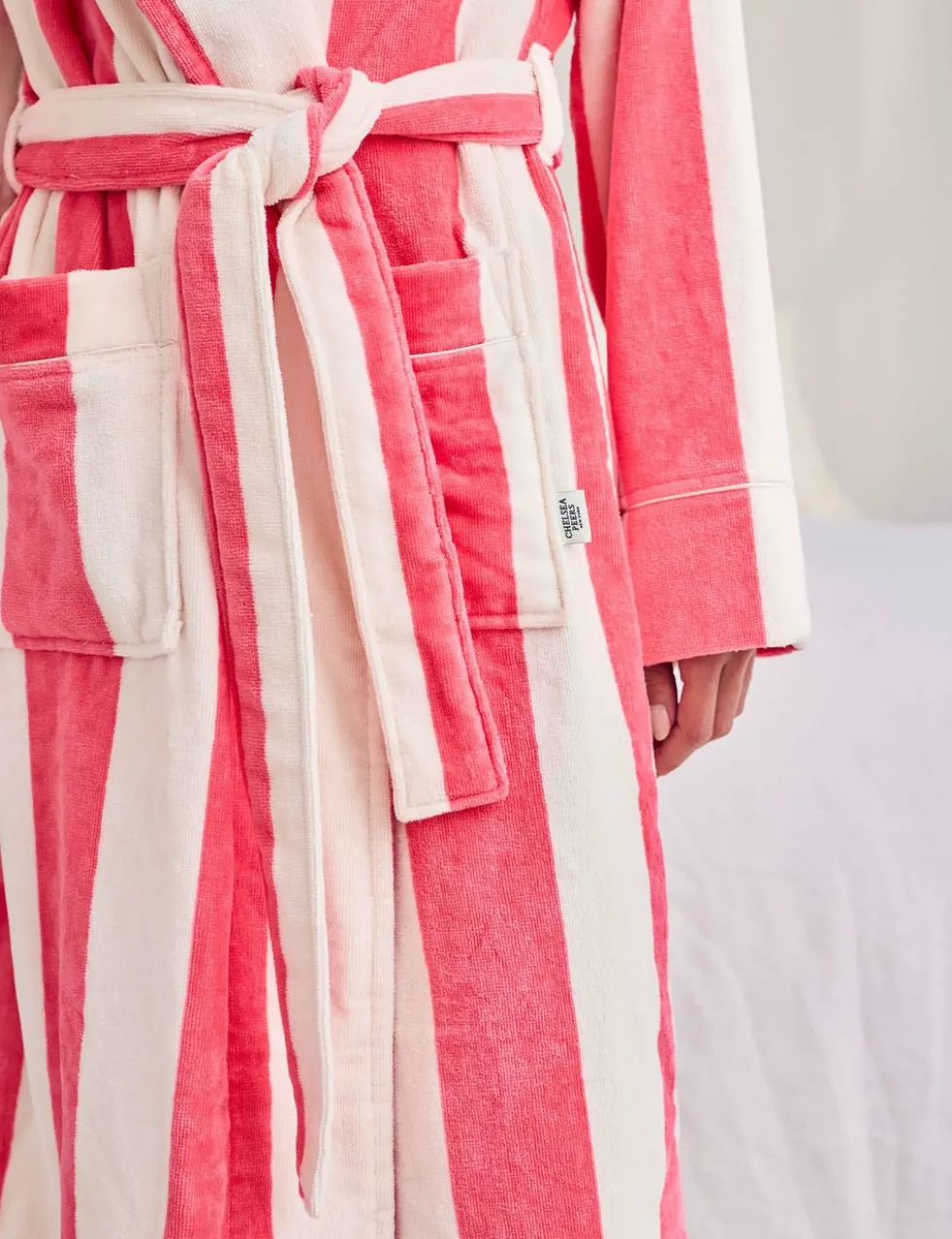 Pure Cotton Striped Towelling Dressing Gown