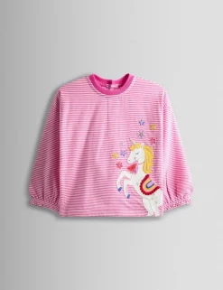 Pure Cotton Striped Unicorn Top (6-9 Yrs)