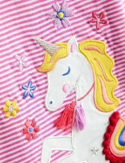 Pure Cotton Striped Unicorn Top (6-9 Yrs)